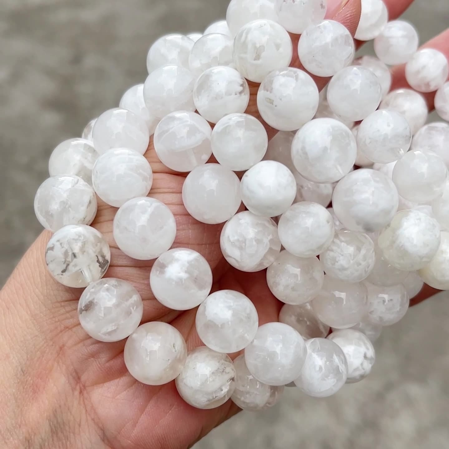 白い雪の結晶 ブレスレット 7~14mm