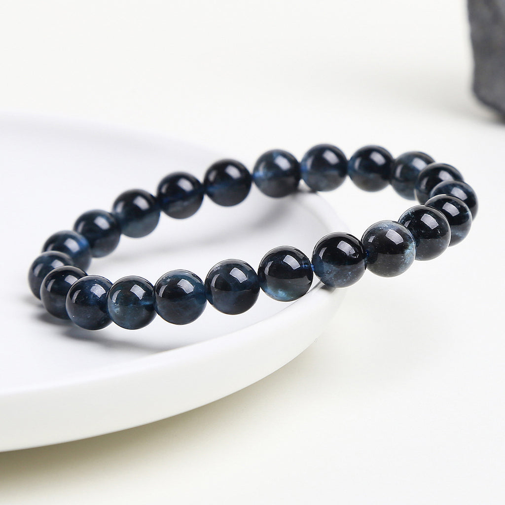ブラックフラッシュアクアマリン  ブレスレット 8mm