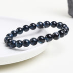 ブラックフラッシュアクアマリン  ブレスレット 8mm