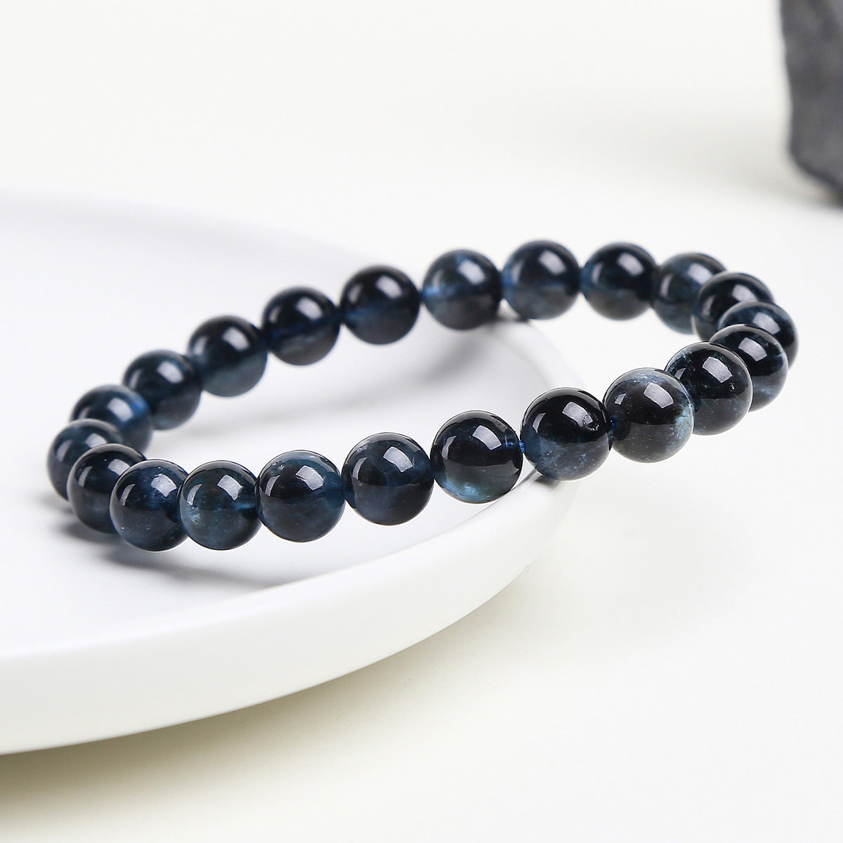ブラックフラッシュアクアマリン  ブレスレット 8mm