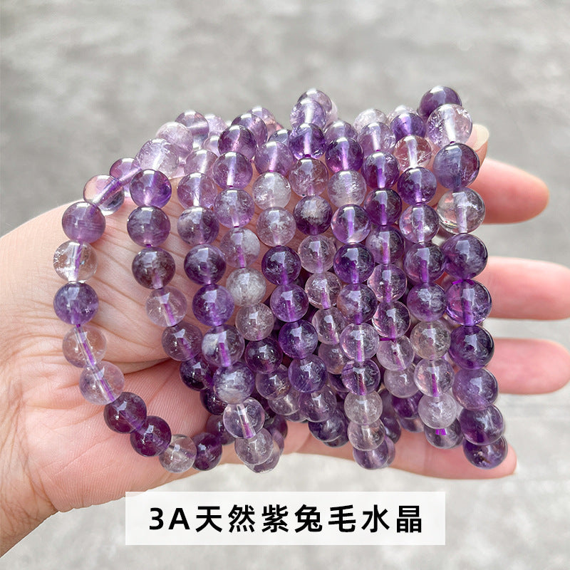 紫色のウサギの毛皮  ブレスレット  7~12mm