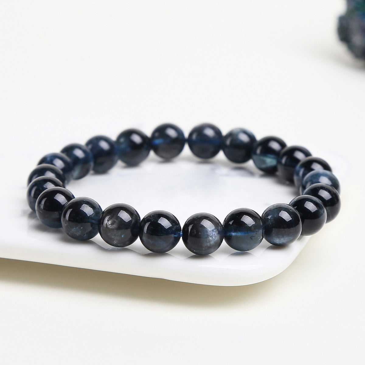 ブラックフラッシュアクアマリン  ブレスレット 8mm